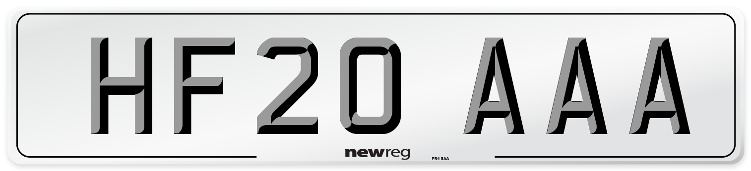 HF20 AAA Number Plate from New Reg